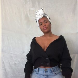 Black button sweater with puffy sleeves